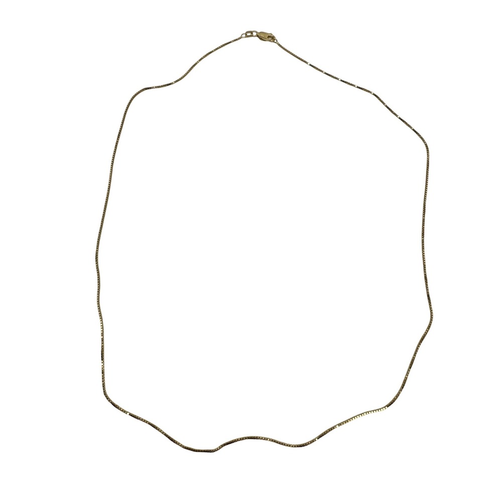 Italian Sterling Silver 925 Gold Vermeil Box Chain Necklace 21" Gold Tone - Picture 4 of 9
